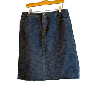 OUI OUISET Knee Length Denim Jean Skirt, Women’s Size 14 Dark Blue